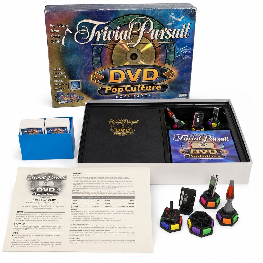 Parker Brothers Trivial Pursuit DVD Pop Culture Board Game Adults Blue Excellent